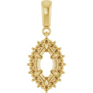 10K Yellow Gold 9.5x5 mm Marquise Pendant Mounting – image 2