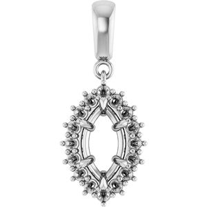 14Kx1 White Gold 9.5x5 mm Marquise Pendant Mounting – image 2