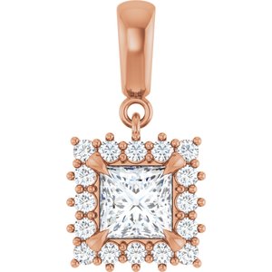 10K Rose Gold 5.5x5.5 mm Square Pendant Mounting