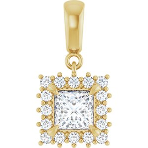 18K Yellow Gold 5.5x5.5 mm Square Pendant Mounting
