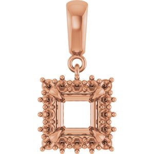 10K Rose Gold 5.5x5.5 mm Square Pendant Mounting – image 2