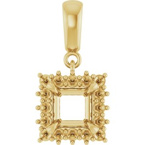 14K Yellow Gold 5.5x5.5 mm Square Pendant Mounting – image 2