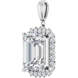 10K White Gold 16x12 mm Emerald Pendant Mounting – image 3