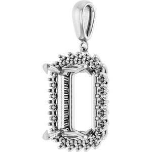 Sterling Silver 16x12 mm Emerald Pendant Mounting – image 4