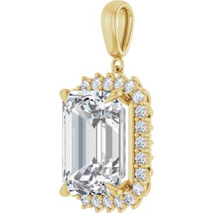 14K Yellow Gold 16x12 mm Emerald Pendant Mounting – image 3