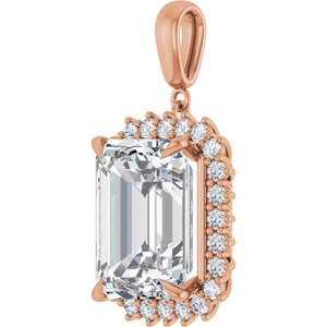 10K Rose Gold 16x12 mm Emerald Pendant Mounting – image 3