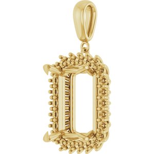 18K Yellow Gold 16x12 mm Emerald Pendant Mounting – image 4