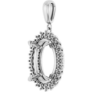 14K White Gold 18x13 mm Oval Pendant Mounting – image 4