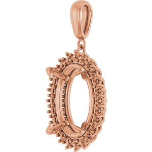 18K Rose Gold 18x13 mm Oval Pendant Mounting – image 4