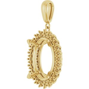 18K Yellow Gold 18x13 mm Oval Pendant Mounting – image 4