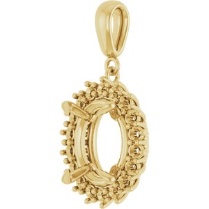 18K Yellow Gold 12x10 mm Oval Pendant Mounting – image 4