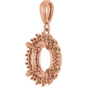 18K Rose Gold 12x10 mm Oval Pendant Mounting – image 4