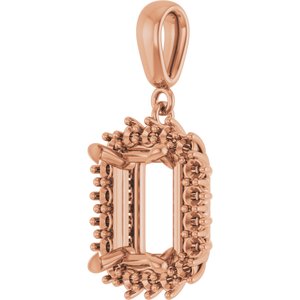 14K Rose Gold 10x8 mm Emerald Pendant Mounting – image 4