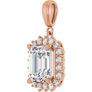 14K Rose Gold 10x8 mm Emerald Pendant Mounting – image 3