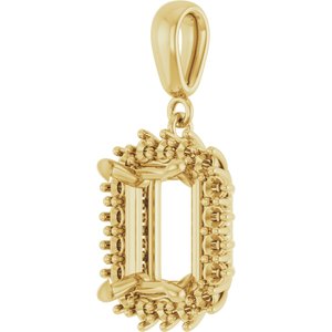 10K Yellow Gold 10x8 mm Emerald Pendant Mounting – image 4