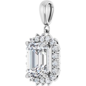 14K White Gold 10x8 mm Emerald Pendant Mounting – image 3