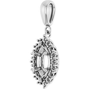 14K White Gold 9.5x5 mm Marquise Pendant Mounting – image 4