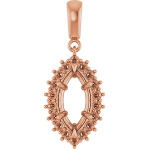 10K Rose Gold 12x6 mm Marquise Pendant Mounting – image 2