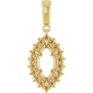 18K Yellow Gold 12x6 mm Marquise Pendant Mounting – image 2