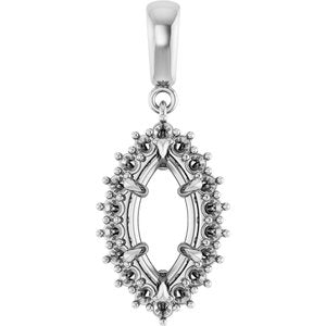 10K White Gold 12x6 mm Marquise Pendant Mounting – image 2