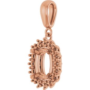 10K Rose Gold 8x6 mm Elongated Cushion Pendant Mounting – image 4
