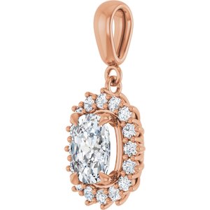 10K Rose Gold 8x6 mm Elongated Cushion Pendant Mounting – image 3