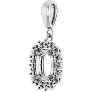 14Kx1 White Gold 8x6 mm Elongated Cushion Pendant Mounting – image 4