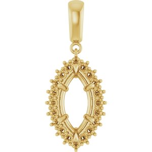 10K Yellow Gold 14x7 mm Marquise Pendant Mounting – image 2