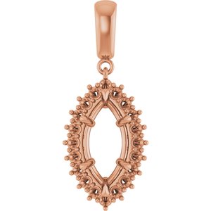 10K Rose Gold 14x7 mm Marquise Pendant Mounting – image 2