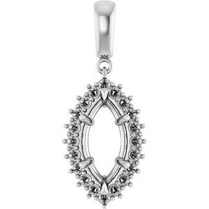 18K White Gold 14x7 mm Marquise Pendant Mounting – image 2
