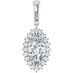10K White Gold 14x7 mm Marquise Pendant Mounting