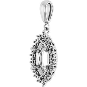 10K White Gold 12x6 mm Marquise Pendant Mounting – image 4