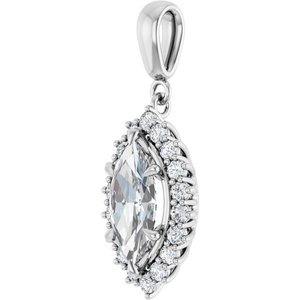 10K White Gold 12x6 mm Marquise Pendant Mounting – image 3