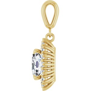 10K Yellow Gold 8x6 mm Elongated Cushion Pendant Mounting – image 5