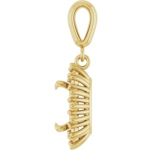 18K Yellow Gold 8x6 mm Elongated Cushion Pendant Mounting – image 6