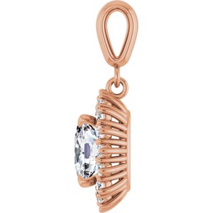 14K Rose Gold 8x6 mm Elongated Cushion Pendant Mounting – image 5