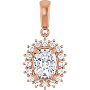 10K Rose Gold 8x6 mm Elongated Cushion Pendant Mounting