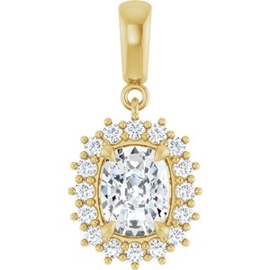 10K Yellow Gold 8x6 mm Elongated Cushion Pendant Mounting