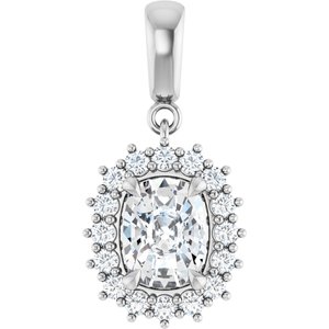 14K White Gold 8x6 mm Elongated Cushion Pendant Mounting