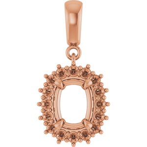 10K Rose Gold 8x6 mm Elongated Cushion Pendant Mounting – image 2