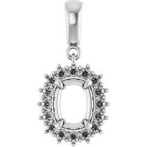 14K White Gold 8x6 mm Elongated Cushion Pendant Mounting – image 2