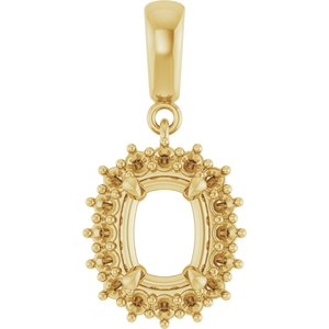 14K Yellow Gold 8x6 mm Elongated Cushion Pendant Mounting – image 2