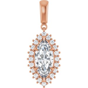 14K Rose Gold 15x7 mm Marquise Pendant Mounting
