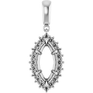 18K White Gold 15x7 mm Marquise Pendant Mounting – image 2