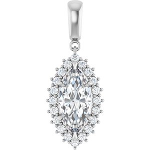 14K White Gold 15x7 mm Marquise Pendant Mounting