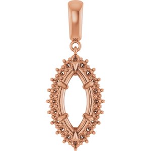 14K Rose Gold 15x7 mm Marquise Pendant Mounting – image 2