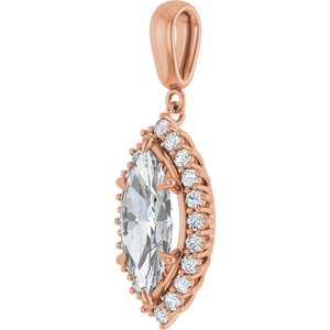 18K Rose Gold 15x7 mm Marquise Pendant Mounting – image 3