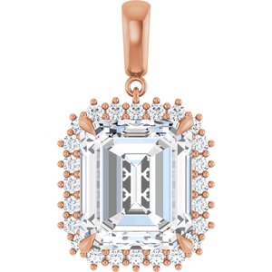 10K Rose Gold 15x13 mm Emerald Pendant Mounting