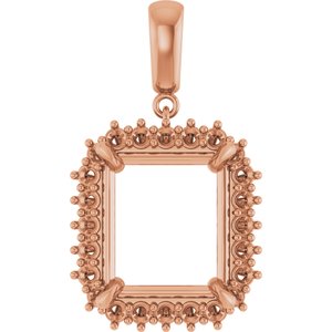 14K Rose Gold 15x13 mm Emerald Pendant Mounting – image 2
