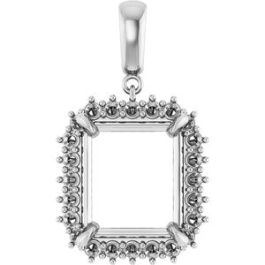 Continuum Sterling Silver 15x13 mm Emerald Pendant Mounting – image 2